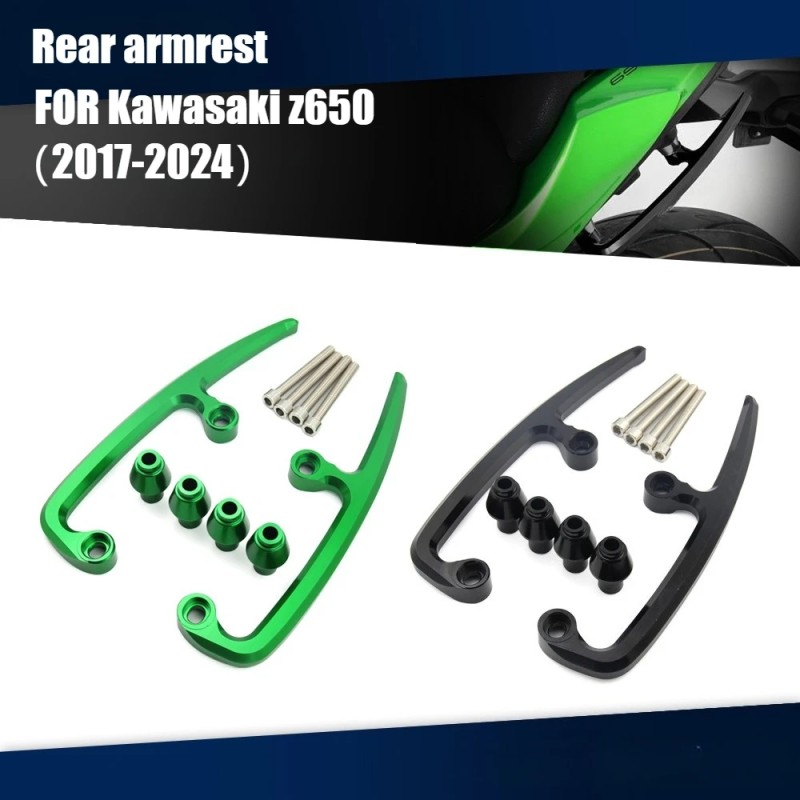 CNC Aluminum Motorcycle Passenger Rear Grab Bar Seat Rail Kit For Kawasaki Z650 17 18 Green - View #2